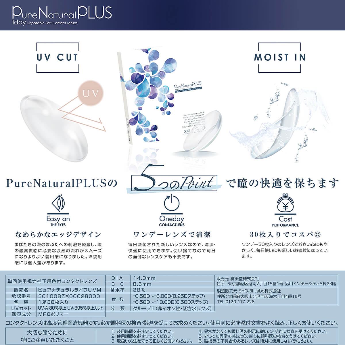 ピュアナチュラルPLUS38は５つの快適ポイントで使いやすい