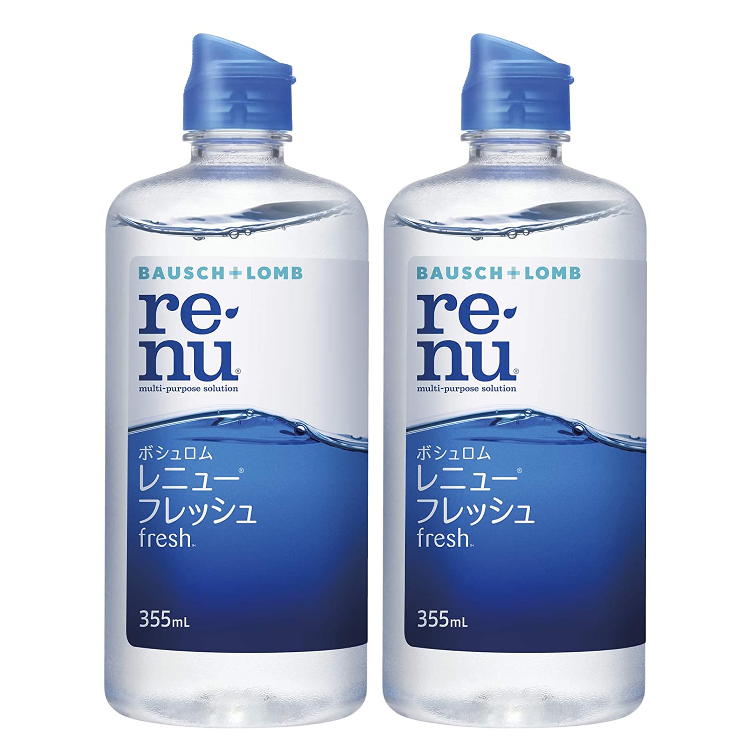 ボシュロム レニューフレッシュ タンパク除去成分配合 ソフトコンタクトレンズ用洗浄液・保存液 レンズケース付き（355ml×2本入り）